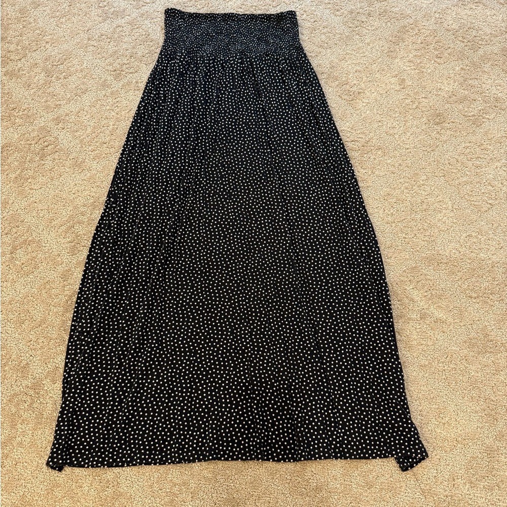 Cynthia Rowley Black and White Pleated Maxi Skirt